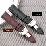 18 20 22 24mm Women Men Watch Band Strap Butterfly Pattern Deployant Clasp Buckle+Genuine Leather Watchband Correas de reloj