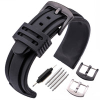 22mm 24mm Silicone Watch Band Strap Sport Soft Diving Rubber Clock Watchbands Stainless Steel Pin Buckle Bracelet Accessories