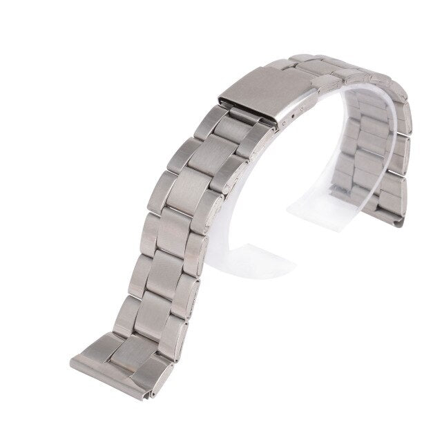 Metal Bracelets For Men Women 12 14 16 18 20 22 24mm Replacement Band Strap Silver Stainless Steel Straight End Watch Band Strap