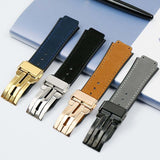 Men's leather strap 25mmx 19mm rubber strap folding clasp for Hublot large explosive strap watch accessories