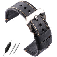 Handmade Genuine Leather Watch Bands Belt 22mm 24mm Women Men Black Brown Watchbands Strap With Stainless Steel Pin Buckle
