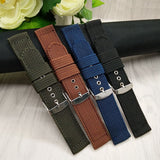 HENGRC Watch Band Strap 18 20 22 24mm Sports Nylon Nato Strap Handmade Canvas Watchbands Stainless Steel Buckle