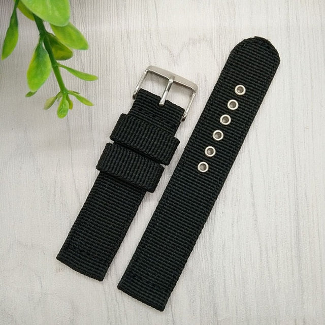 HENGRC Watch Band Strap 18 20 22 24mm Sports Nylon Nato Strap Handmade Canvas Watchbands Stainless Steel Buckle