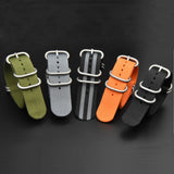 New ZULU NATO Watch Strap Fashion Silver 5 Loop Nylon Watch Band 20mm 22mm 24mm Striped Men Replacement Band