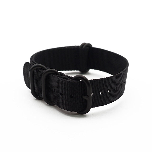 High Quality Premium Nylon Black Rings Wrist Bracelet Band NATO Zulu Watch Strap