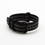 High Quality Premium Nylon Black Rings Wrist Bracelet Band NATO Zulu Watch Strap