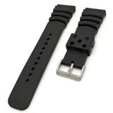 Silicone Watchband 20 22 24mm Men Black Sports Diving Rubber Waterproof Watch Strap Silver Stainless Steel Buckle Watchband