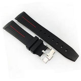 Rubber Strap Waterproof Diving Curved End Silicone Watch Band for Omega Seamaster Planet Ocean Speedmaster De Ville 20mm Buckle