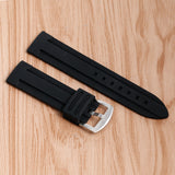 20/22/24/26/28mm Soft Silicone Watch Strap Band Bracelet Black Military Ourdoor Diving Pin Buckle Waterproof + 2 Spring Bars
