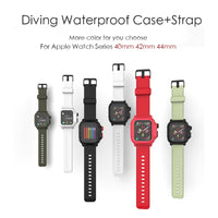 For Apple Watch Series 4 40/44mm Waterproof Watch Band Diving Shockproof Impact Resistant Case+Rubber Strap For Series 2 3 42mm