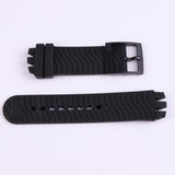 Black white diving 20mm*24mm Silicone waterproof Rubber wave pattern Watchband For Swatch Belt Rubber Watch Band Strap Tools