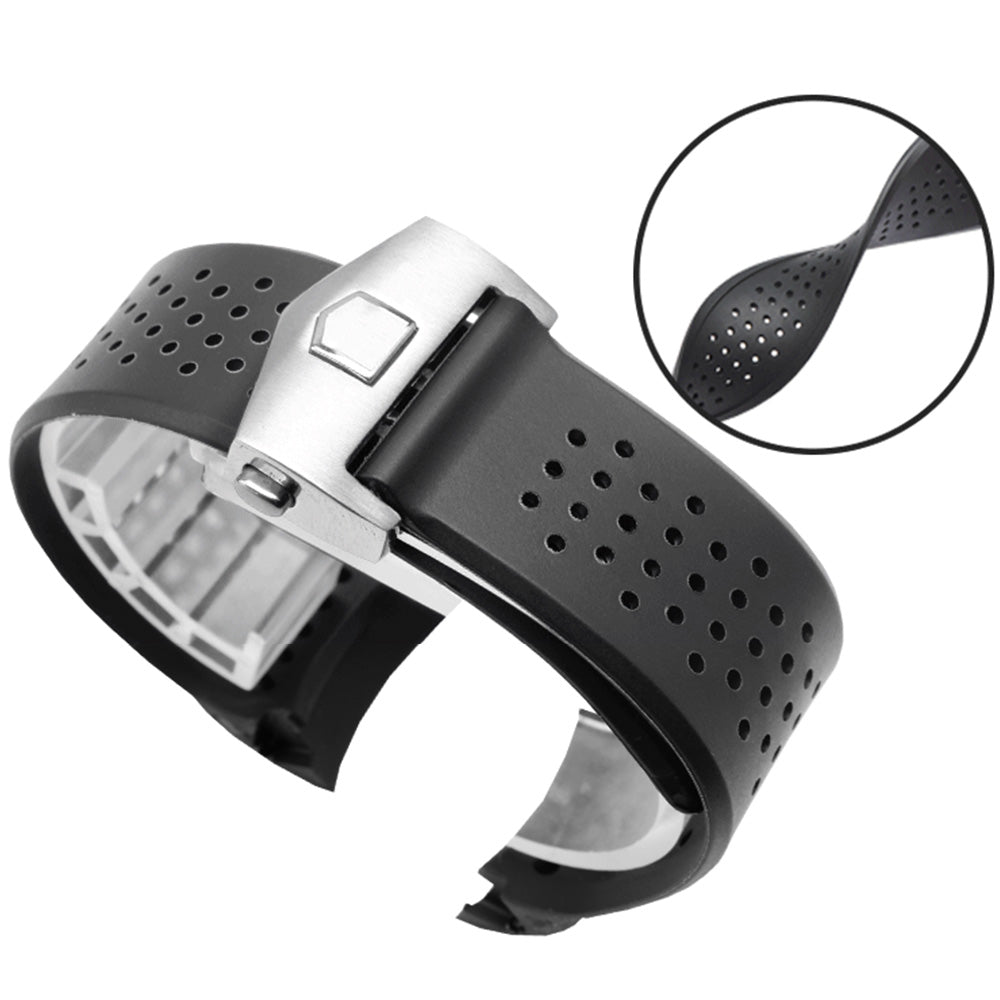 Silicone Watchbands For CARRERA AQUARACER 22mm Top Waterproof Rubber Watch Band Men's Sports Diving Strap