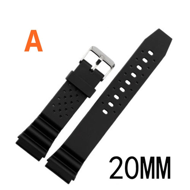Watchband Silicone Rubber Band Men Sports Diving Black Strap For CASIO Replace Electronic Wristwatch Belt Watch Accessories
