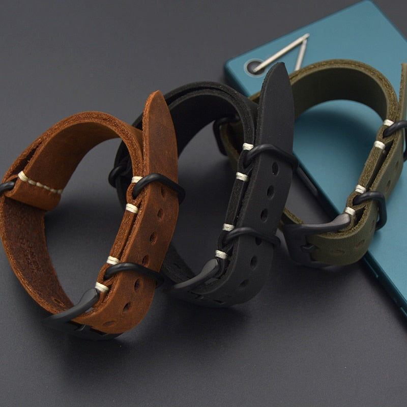 Send the tool+20MM / 22MM / 24MM /26MM Strap Genuine Leather Watch Band For NATO ZULU Straps Upscale Black Brown green men Strap