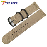 TEAROKE 6 Colors NATO Watchband Nylon Strap Black Ring Buckle 18mm 20mm 22mm 24mm Striped Replacement Band Watch Accessories