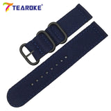 TEAROKE 6 Colors NATO Watchband Nylon Strap Black Ring Buckle 18mm 20mm 22mm 24mm Striped Replacement Band Watch Accessories
