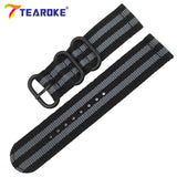 TEAROKE 6 Colors NATO Watchband Nylon Strap Black Ring Buckle 18mm 20mm 22mm 24mm Striped Replacement Band Watch Accessories