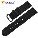 TEAROKE 6 Colors NATO Watchband Nylon Strap Black Ring Buckle 18mm 20mm 22mm 24mm Striped Replacement Band Watch Accessories