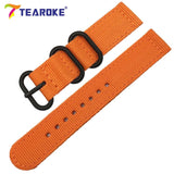 TEAROKE 6 Colors NATO Watchband Nylon Strap Black Ring Buckle 18mm 20mm 22mm 24mm Striped Replacement Band Watch Accessories