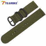 TEAROKE 6 Colors NATO Watchband Nylon Strap Black Ring Buckle 18mm 20mm 22mm 24mm Striped Replacement Band Watch Accessories