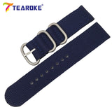 TEAROKE 6 Colors NATO Watchband Nylon Strap Black Ring Buckle 18mm 20mm 22mm 24mm Striped Replacement Band Watch Accessories