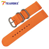 TEAROKE 6 Colors NATO Watchband Nylon Strap Black Ring Buckle 18mm 20mm 22mm 24mm Striped Replacement Band Watch Accessories