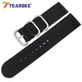 TEAROKE 6 Colors NATO Watchband Nylon Strap Black Ring Buckle 18mm 20mm 22mm 24mm Striped Replacement Band Watch Accessories
