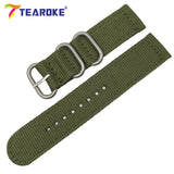 TEAROKE 6 Colors NATO Watchband Nylon Strap Black Ring Buckle 18mm 20mm 22mm 24mm Striped Replacement Band Watch Accessories