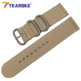 TEAROKE 6 Colors NATO Watchband Nylon Strap Black Ring Buckle 18mm 20mm 22mm 24mm Striped Replacement Band Watch Accessories