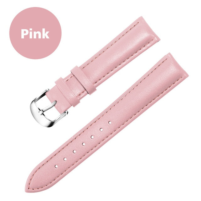 Leather Watchband Men Women Watch Band 22mm 20mm 18mm 16mm 14mm 12mm Wrist Watch Strap On Belt Watchbands Bracelet Metal Buckle