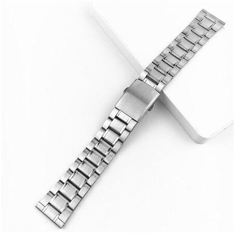 Stainless Steel Watch Strap Wrist Bracelet Silver Color Metal Watchband with Folding Clasp for Men Women 12/14/16/18/20/22mm
