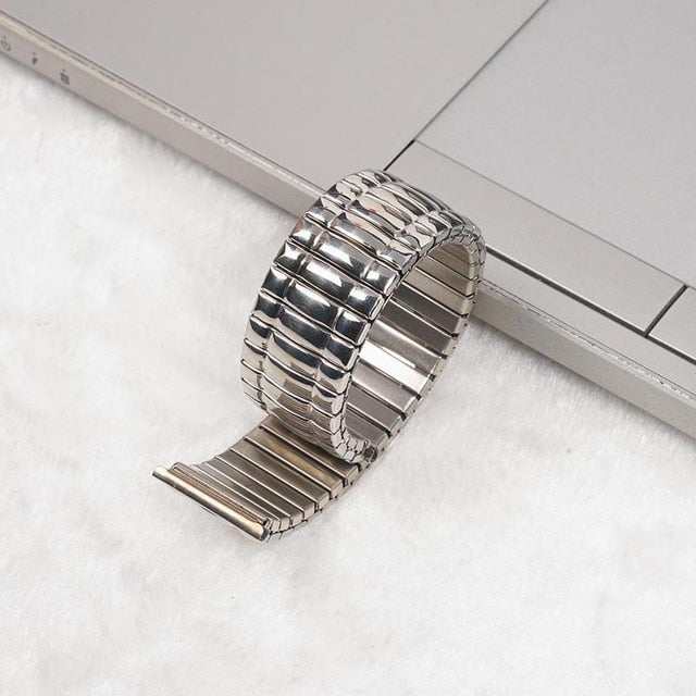 10 12 14 16 18 20 MM Stretch Expansion Stainless Steel Parts Watch Band Strap Silver Metal Watch Bracelets Watch Accessories