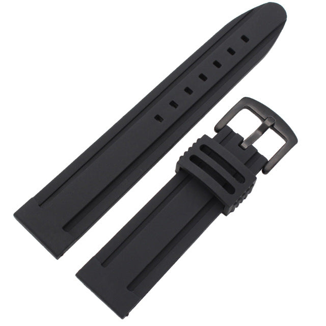 22mm 24mm Silicone Watch Band Strap Sport Soft Diving Rubber Clock Watchbands Stainless Steel Pin Buckle Bracelet Accessories