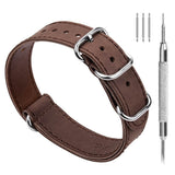 3 Colors NATO Style Premium Leather Watch Band, Fullmosa Calf Leather ZULU Military Watch Strap with 4 Rings 18mm 20mm 22mm 24mm