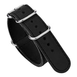 3 Colors NATO Style Premium Leather Watch Band, Fullmosa Calf Leather ZULU Military Watch Strap with 4 Rings 18mm 20mm 22mm 24mm