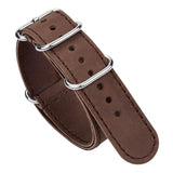 3 Colors NATO Style Premium Leather Watch Band, Fullmosa Calf Leather ZULU Military Watch Strap with 4 Rings 18mm 20mm 22mm 24mm