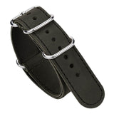 3 Colors NATO Style Premium Leather Watch Band, Fullmosa Calf Leather ZULU Military Watch Strap with 4 Rings 18mm 20mm 22mm 24mm