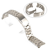18/20/22/24mm Curved End Watch Band Unisex Stainless Steel Metal Wristwatch Strap Double Fold Deployment Clasp Bracelet 3 Colors
