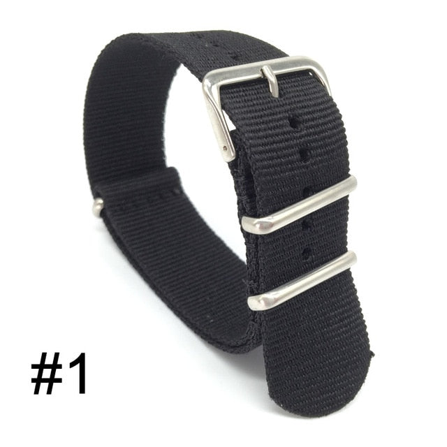 18mm 20mm 22mm NATO Military Sports Brand Nylon Fabric Belt Accessories Belt Buckle Bands for 007 James Bond Black Watch Strap