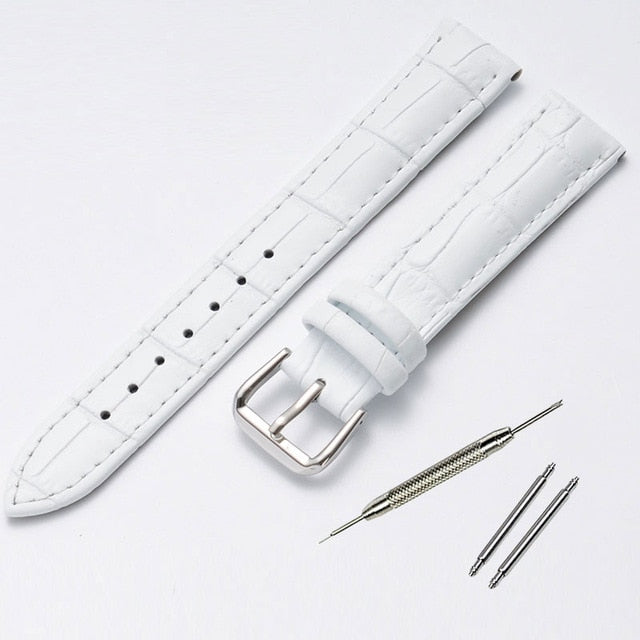 10 12 14 15 16 17 18 19 20 21 22 24mm Genuine leather watchband Luxury watch belt strap wristwatches band Female red white black